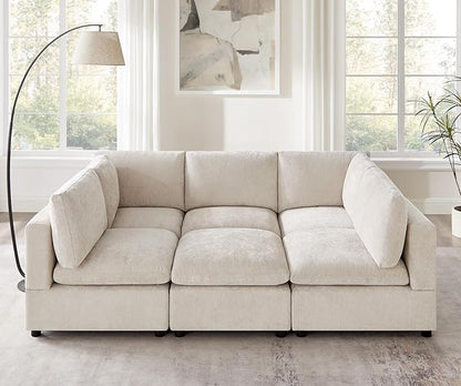 VANOMi Modular Sectional Sofa, Convertible Sofa Couch Modular Sofa with Ottoman, Sectional Sofas for Living Room Small Apartments