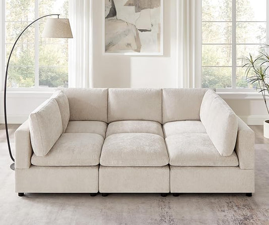 VANOMi Modular Sectional Sofa, Convertible Sofa Couch Modular Sofa with Ottoman, Sectional Sofas for Living Room Small Apartments