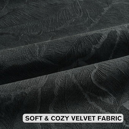 FUTEI Black Velvet Throw Pillow Covers 18x18 Inch Set of 2,Soft Embossed Leaf-Relief Textured Cushion Cases,Natural Home Decor for Couch Living Room
