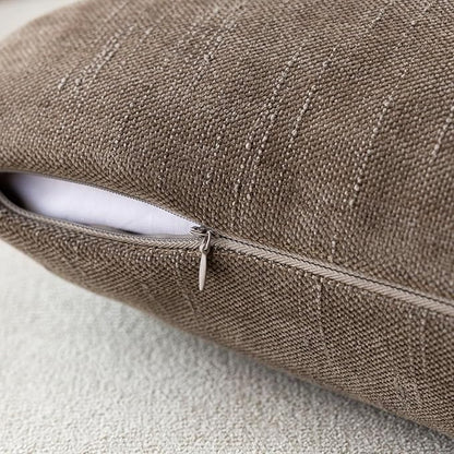 Foindtower Pack of 2 Soft Textured Chenille Throw Decorative Pillow Covers Square Accent Solid Cushion Cover Cozy Farmhouse Pillow Case with Zipper for Couch Sofa Bedroom Living Room 16x16 Inch, Taupe