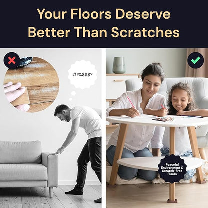 CasterMaster Non Slip Furniture Pads for Hardwood Floors - 3x3 Black Round Caster Cups - Rubber Feet for Furniture - Anti Slip Couch Stoppers to Prevent Sliding - Floor Protectors (Set of 4)