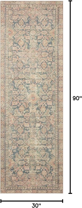 Loloi Angela Rose Aubrey Collection AUB-01 Navy/Multi 2'-6" x 7'-6", .19" Pile Height, Runner Rug