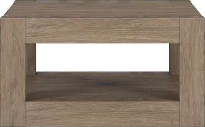 Henn&Hart 32" Wide Square Coffee Table in Weathered Gray, for Home, Living Room, Bedroom, Entertainment Room, Office