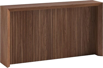 Henn&Hart 56'' Wooden Rectangular Fluted Console Table Entryway Table, Sofa Table for Entryway, Living Room, Couch, Hallway, or Office, Satin Walnut