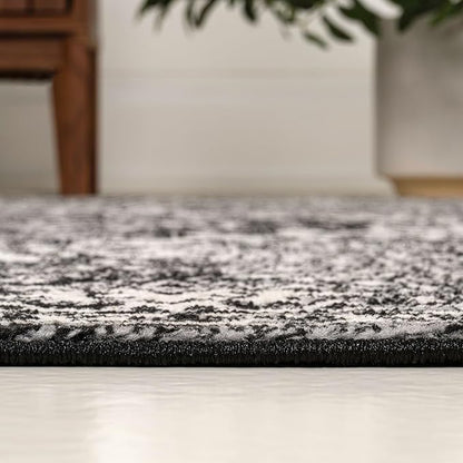 JONATHAN Y Vintage Medallion Indoor Area Rug Black 4X6, Modern Boho for Living Room, Bedroom, Kitchen, Office, Easy-Cleaning, High Traffic, Pet-Friendly, Non-Shedding MDP100D-4