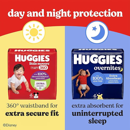 Huggies Size 7 Baby Diapers, Little Movers HuggFit 360° Baby Diapers with 360° Waistband, Size 7 (41+ lbs), 14 Count, Packaging May Vary