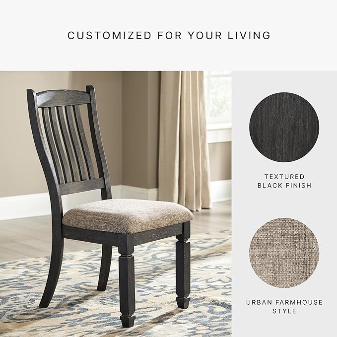 Signature Design by Ashley Tyler Creek 19.25" Dining Room Upholstered Chair, 2 Count, Antique Black