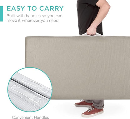 Best Choice Products 4in Portable Queen-Size Mattress, Tri-Fold Mattress for Camping, Guest, Toddler, Foam Plush w/Carry Case - Taupe
