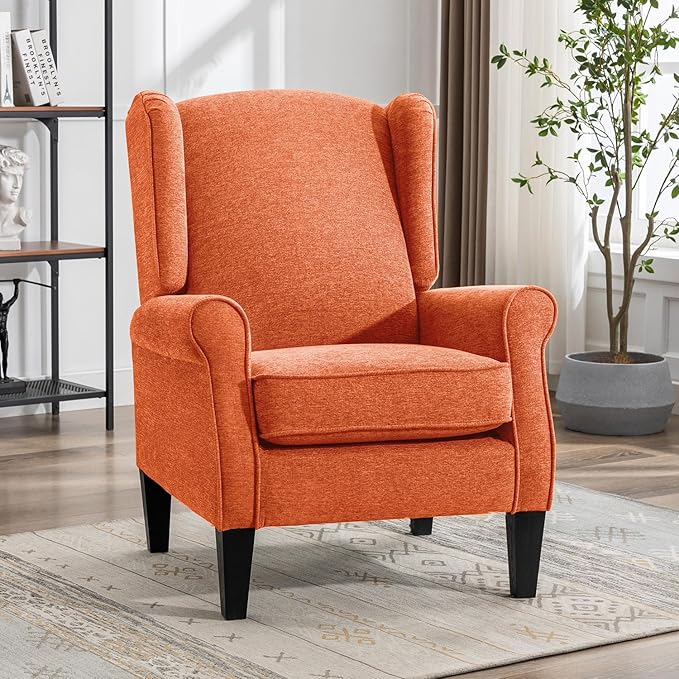 Accent Chair, Modern Living Room Chairs with Wingback, Comfy Upholstered High Back Single Sofa for Bedroom, Mid-Century Reading Armchair Sillas para Sala