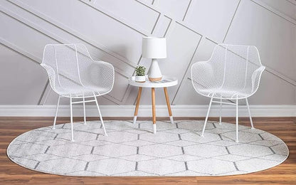 Unique Loom Trellis Frieze Collection Area Rug - Geometric (7' 10" x 10' Oval, Ivory/ Gray)