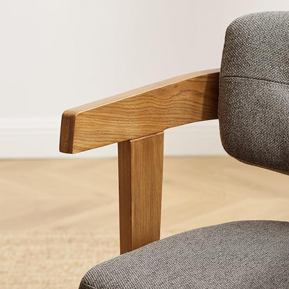 Art Leon Mid Century Modern Dining Chairs - Set of 2 Comfy Fabric Upholstered Dining Chairs, Home Office Chair No Wheels, Accent Arm Chair with Wood Legs for Kitchen Living Room Bedroom, Gray/Walnut