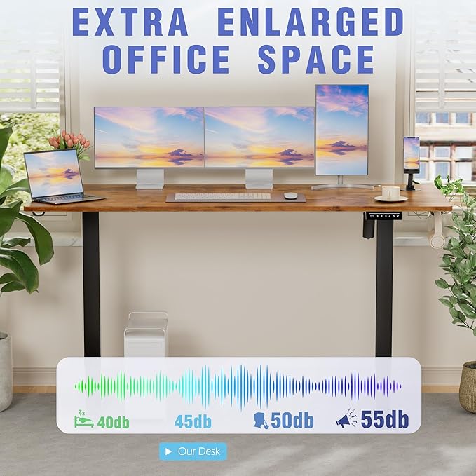 Homall Height Adjustable Electric Standing Desk, Memory Stand up Desk with Headphone Hook, Home Office Desks with Splice Board