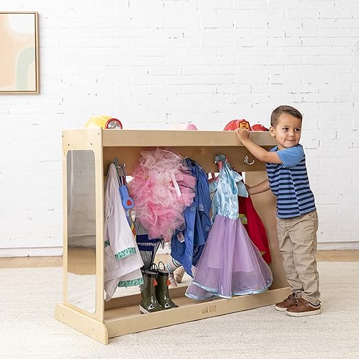 ECR4Kids Streamline Dress-Up Island, Costume Organizer, Natural