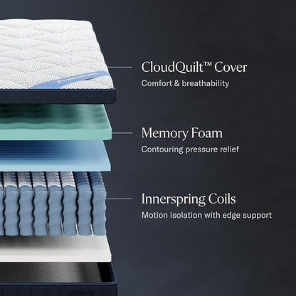 DreamCloud Premier 13" King Mattress - Luxury Hybrid Gel Memory Foam - 365 Night Trial - Fiberglass Free - Forever Warranty - Mattress in a Box - CertiPUR-US Certified