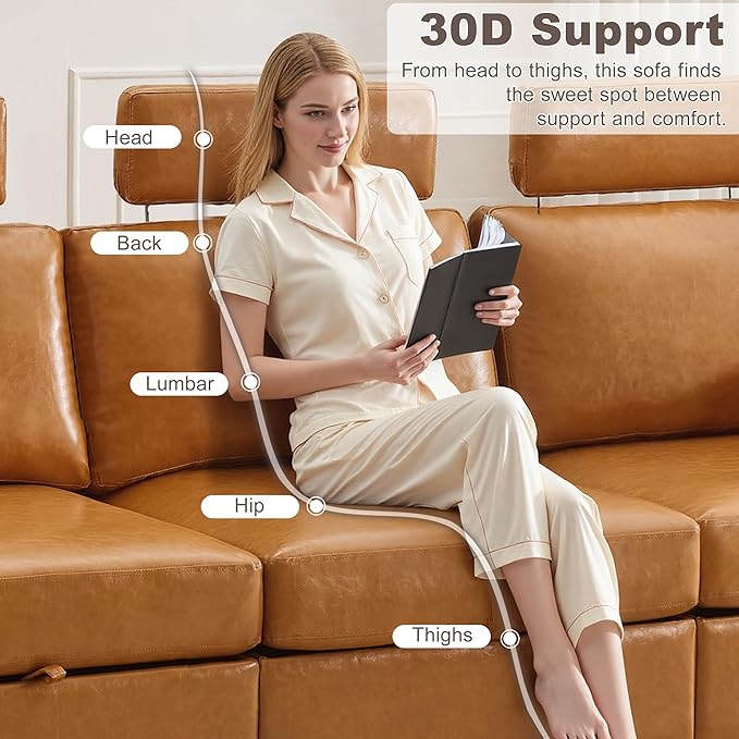 41.1" Accent Sofa Chair with Storage, Faux Leather Living Room Chairs with Headrest and Side Pockets, Mid Century Modern Arm Chair, Upholstered Comfy Single Couch Reading Club Chairs, Brown