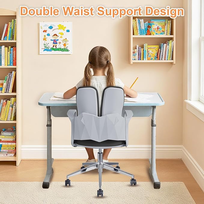 Ergonomic Office Chair Desk Chair Dual-backrest Computer Chair with Flexible Lumbar Support and Adjustable Height, 500lbs Extra Wide Seat with Wheels, for Home & Office Use Black