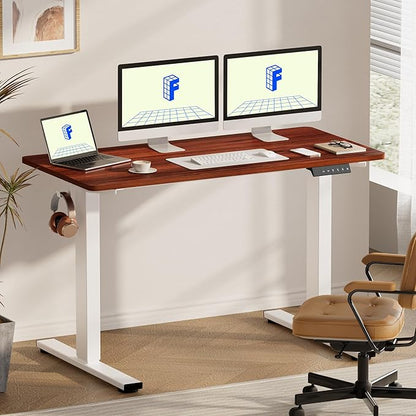 FLEXISPOT EN1 One-Piece Standing Desk 60"x24" Mahogany - 1" Thick Desktop, Home Office Use, Height Adjustable with 4 Memory Presets, Supports Multiple Monitors, 2 Packages