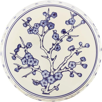 JONATHAN Y TBL1027A Lucky Coins 16" Chinese Ceramic Drum Indoor/Outdoor Garden Stool Bohemian, Coastal, Classic, Cottage, French Country, Patio, Garden Room, Bathroom, Living Room, Blue/White