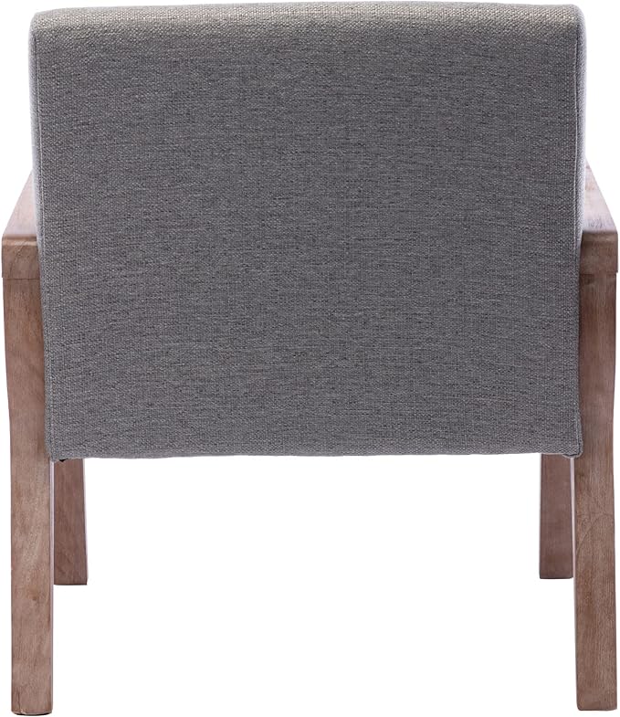 Mid Century Modern Accent Chair Set of 2, Linen Upholstered Living Room Accent Armchair with Wood Frame, Farmhouse Chair for Living Room Bedroom, Gray