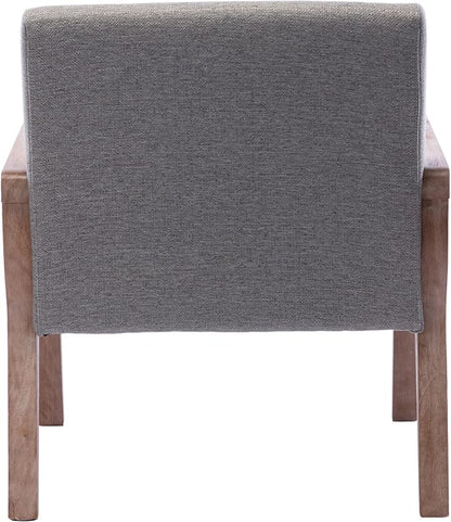 Mid Century Modern Accent Chair Set of 2, Linen Upholstered Living Room Accent Armchair with Wood Frame, Farmhouse Chair for Living Room Bedroom, Gray