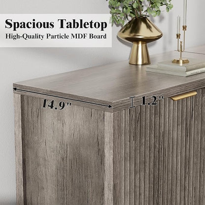 Sideboard Buffet Cabinet, 31" Storage Cabinet with 2 Doors and Adjustable Shelves, Sideboard Console for Dinning Room, Kitchen and Living Room - Grey