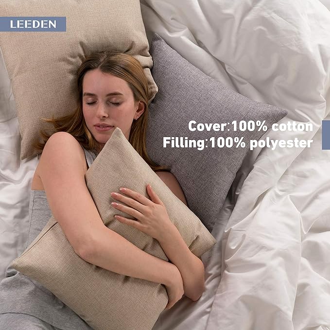 Leeden 18 x 18 Pillow Inserts (Set of 2) - Throw Pillow Inserts with 100% Cotton Cover - 18 Inch Square Decorative Pillows for Sofa, Couch, Bed and Home Decor