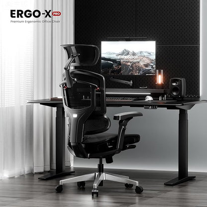FLEXISPOT ErgoX-PRO Ergonomic Office Chair with Footrest Black – AeroWeave 5.0 Mesh Seat, 5D Lumbar, 7D Armrests, 4D Headrest, 551LBS Capacity – Office, Gaming, Home