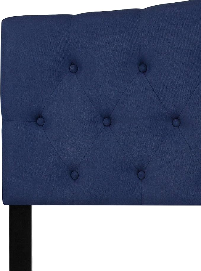 BizChair Tufted Upholstered Queen Size Headboard in Navy Fabric