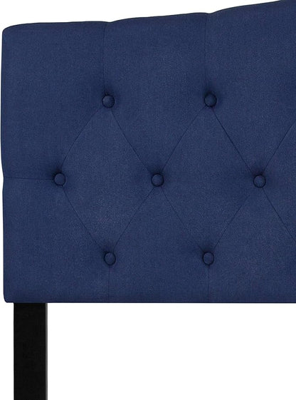 BizChair Tufted Upholstered Queen Size Headboard in Navy Fabric