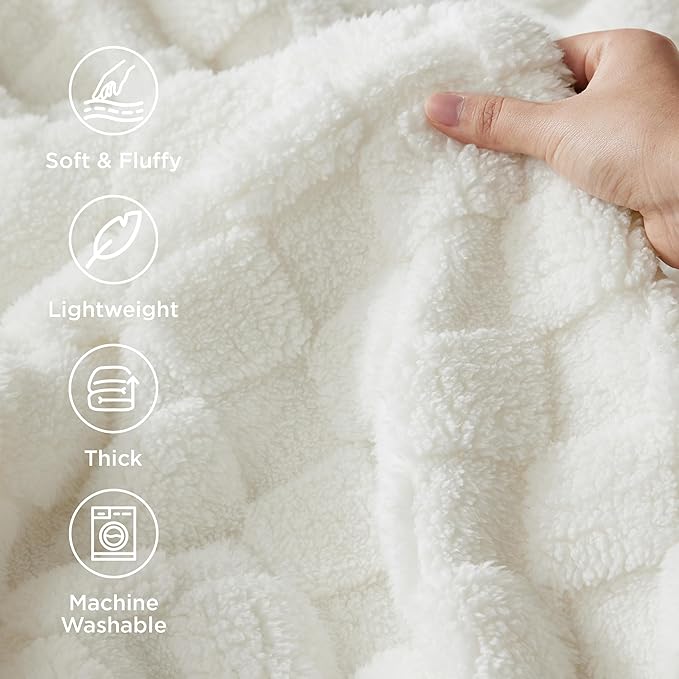 Bedsure GentleSoft California King Blanket for Bed - Super Soft Cozy Blankets for Women Men Girls, Large Fuzzy Fleece Throw for Bedroom Decor, White, 102x96 Inches