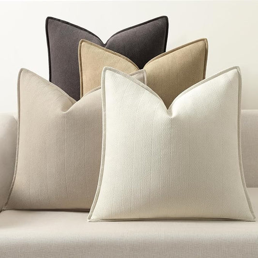ZWJD Throw Pillow Covers 18x18 Set of 4 Chenille Pillow Covers with Elegant Design Soft and Luxurious Decorative Throw Pillows for Couch, Bed, and Home Decor