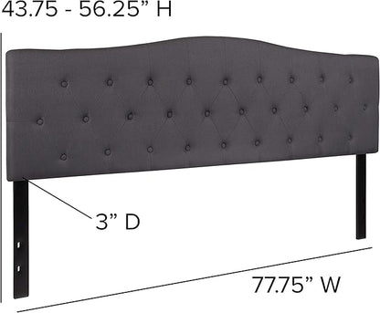 BizChair Tufted Upholstered King Size Headboard in Dark Gray Fabric