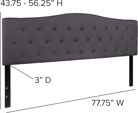 BizChair Tufted Upholstered King Size Headboard in Dark Gray Fabric