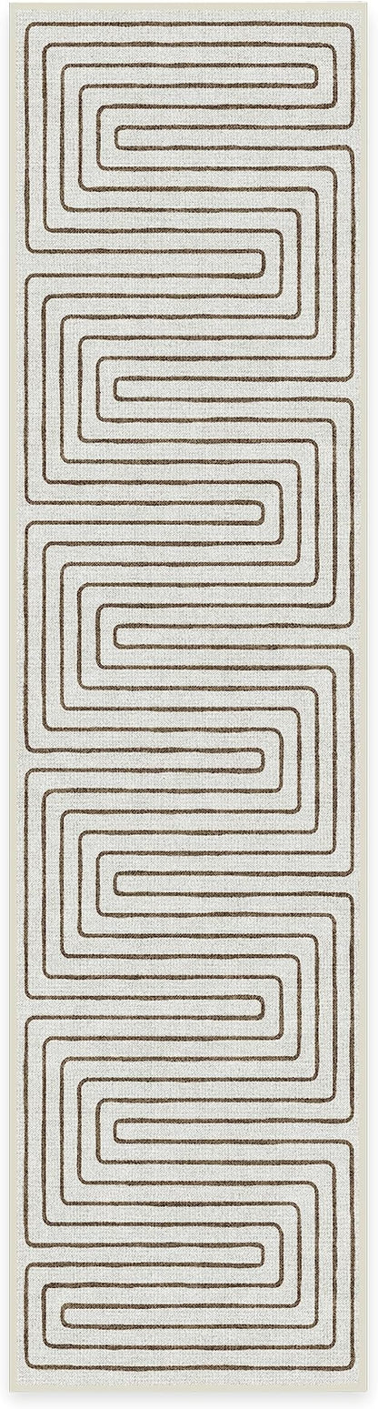 RUGGABLE x Jonathan Adler Machine Washable Modern Runner Rug – Labyrinth Camel/Ivory 2.5x10, Stain-Resistant, Non-Slip – Washable Rug for Hallway, Entryway, Living Room & Kitchen–with Cushioned Pad