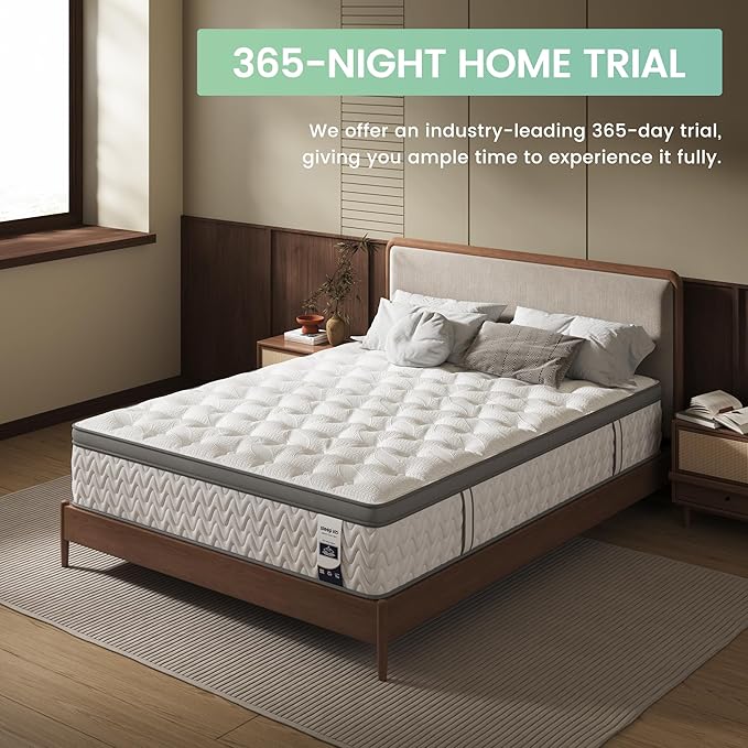 Full Mattress 12 Inch, 5-Zone Deep Sleep Firm Mattress with Extra Lumbar & Shoulder Support, Hotel Collection Hybrid Double Mattresses Pain Relief - Fiberglass Free - No Odor-365 Night Trial