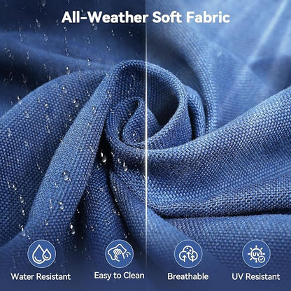 Luxury 6" Outdoor Cushions for Patio Furniture, 24x24x6" Thick Seat Cushion Set of 8, Fade Resistant Couch Chair Replacement Cushions High Density Deep Wicker Chair Cushion w/ Removable Cover, Blue