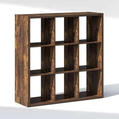 Furinno Cubic Closet Organizers and Storage, 9-Cube Closet Organizer, Open Shelf Closet Storage, Extra Thick Frame for Wardrobe, Bedroom, Living Room, Amber Pine