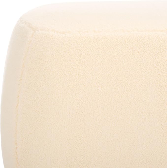 SAFAVIEH Home Collection Whitley Cream Faux Shearling Rectangular Ottoman (Fully Assembled)