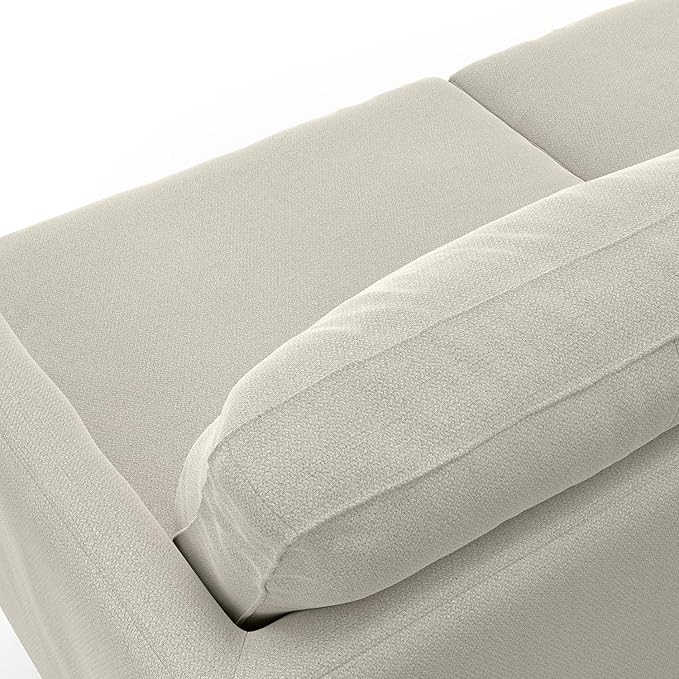 SIMPLIHOME Livingston 76-inch Wide Sofa in Cream White Woven-Blend Fabric, Handcrafted Loveseat Couch for Living Room or Family Room, Mid-Century Modern Style, Solid Wood Frame