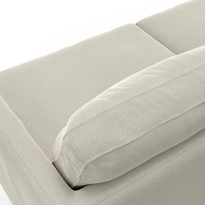 SIMPLIHOME Livingston 76-inch Wide Sofa in Cream White Woven-Blend Fabric, Handcrafted Loveseat Couch for Living Room or Family Room, Mid-Century Modern Style, Solid Wood Frame