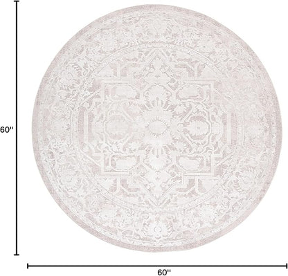 SAFAVIEH Area Rug 5' Round - Reflection Collection - Beige & Cream, Non-Shedding & Easy Cleaning, Ideal for Living Room, Bedroom (RFT665A)