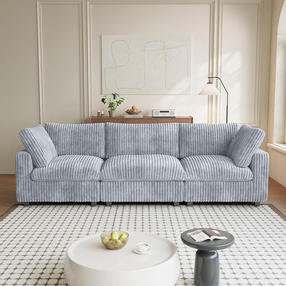 Modular Sectional Sofa, 118.11" Oversized Cloud Sectional Couch,3 Seat Comfy Modern Sectional Couches for Living Room,Plush Sofa Cushion Covers Removable,Gray