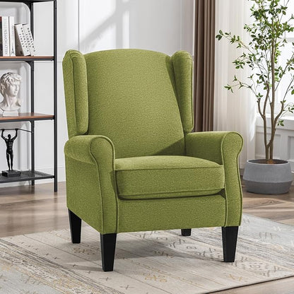 Accent Chair, Modern Living Room Chairs with Wingback, Comfy Upholstered High Back Single Sofa for Bedroom, Mid-Century Reading Armchair Sillas para Sala
