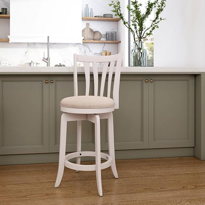 Hillsdale 25.5" Savana Wood Swivel Counter Height Stool, White