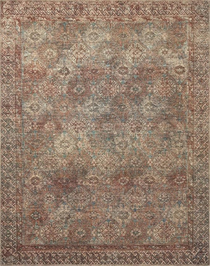 Loloi Amber Lewis Billie Collection, Aqua & Rust 6'-0" x 9'-0" Area Rug – Antique & Distressed Accent Rugs for Living Room, Bedroom, Entryway & Hallway, No Shed High Traffic Area Home Decor Rug