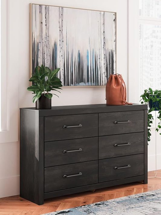 Signature Design by Ashley Delmorta Rustic 6-Drawer Dresser with Safety Stop, Gray