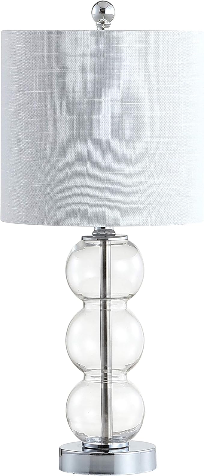 JONATHAN Y JYL1021D February 21" Glass/Metal LED Table Lamp Contemporary Bedside Desk Nightstand Lamp for Bedroom Living Room Office College Bookcase LED Bulb Included, Clear/Chrome