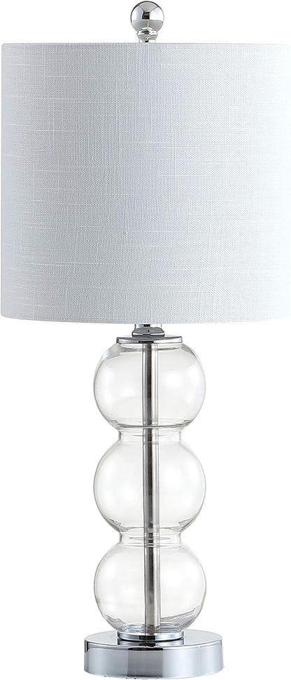 JONATHAN Y JYL1021D February 21" Glass/Metal LED Table Lamp Contemporary Bedside Desk Nightstand Lamp for Bedroom Living Room Office College Bookcase LED Bulb Included, Clear/Chrome