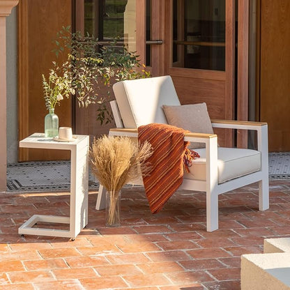 Outdoor Seat Cushions Set for Patio Furniture Deep Seating Patio Cushion Set Weather-Resistant Thick Cushions 25.6" W x 25.6" D x 5” T,Creamy White