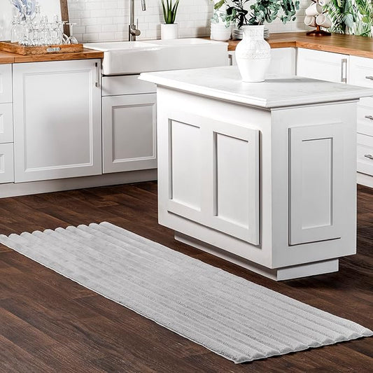 nuLOOM 2'6" x 8' Cozy Plush Area Rug, Machine Washable, Non-Slip, Soft Fluffy Shag Carpet for Living Room Bedroom Kids Room Nursery Home Decor, Kai Silver